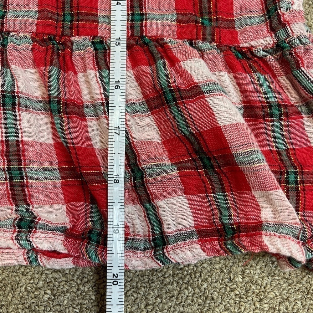 Cat & Jack: Girl’s Red/Green/Gold Plaid Long Sleeve Blouse, Size L (10/12) - Picture 11 of 12